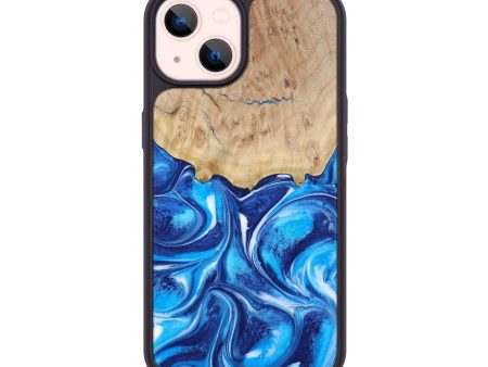 iPhone 14 Wood+Resin Phone Case - Colter (Blue, 615486) For Cheap