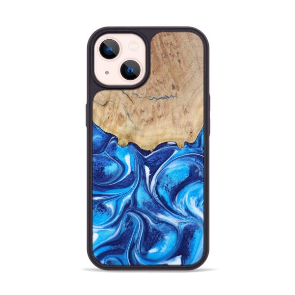 iPhone 14 Wood+Resin Phone Case - Colter (Blue, 615486) For Cheap