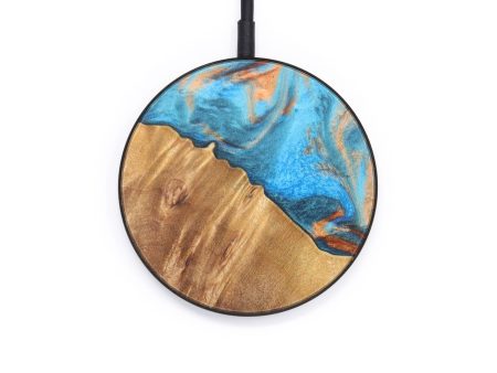 Circle Wood+Resin Wireless Charger - Regan (Teal & Gold, 615647) Cheap