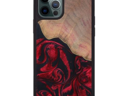 iPhone 12 Pro Max Wood+Resin Phone Case - Chanda (Dark Red, 615400) Cheap