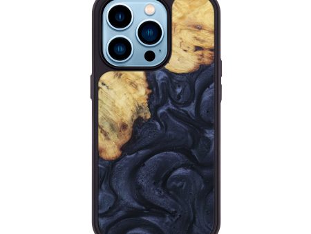 iPhone 14 Pro Wood+Resin Phone Case - Adriane (Pure Black, 616803) Online Hot Sale