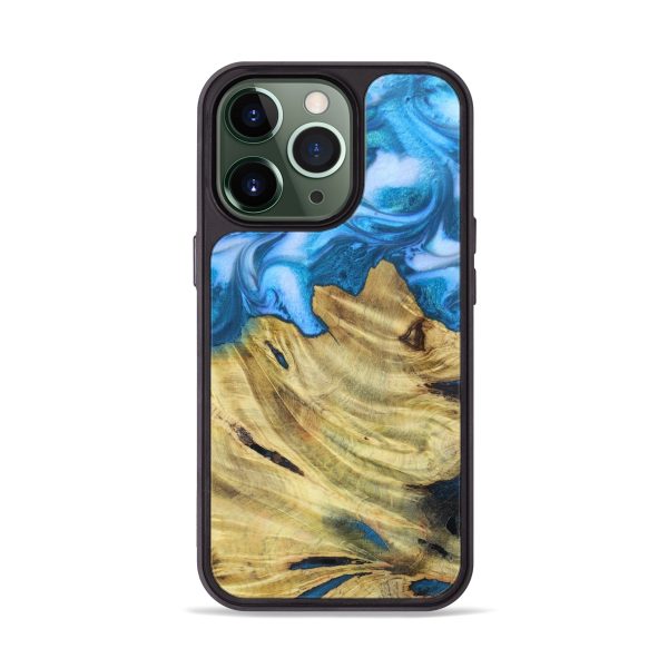 iPhone 13 Pro Wood+Resin Phone Case - Miyah (Blue, 615470) Fashion