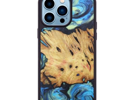 iPhone 14 Pro Max Wood+Resin Phone Case - Jaedyn (Blue, 615496) For Sale