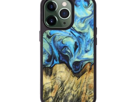 iPhone 13 Pro Wood+Resin Phone Case - Alaysia (Blue, 615491) Online Hot Sale