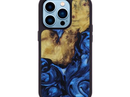 iPhone 14 Pro Wood+Resin Phone Case - Abe (Dark Blue, 615016) Online Hot Sale