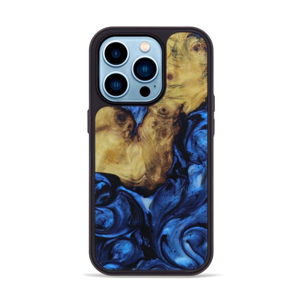 iPhone 14 Pro Wood+Resin Phone Case - Abe (Dark Blue, 615016) Online Hot Sale