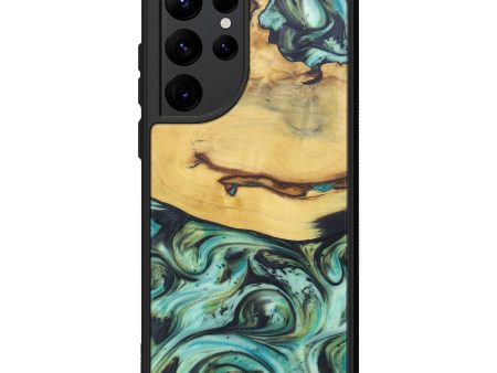 Galaxy S22 Ultra Wood+Resin Phone Case - Alethea (Dark Green, 615306) Cheap