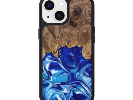 iPhone 13 Wood+Resin Phone Case - Araya (Blue, 615048) For Sale