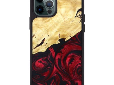 iPhone 12 Pro Max Wood+Resin Phone Case - Arianna (Dark Red, 615415) on Sale