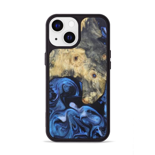 iPhone 13 Wood+Resin Phone Case - Albert (Blue, 616079) Fashion