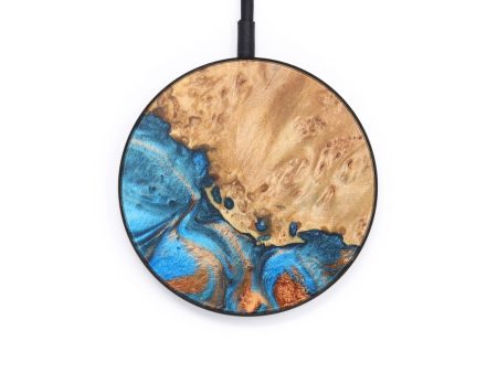 Circle Wood+Resin Wireless Charger - Milania (Teal & Gold, 615650) Online now