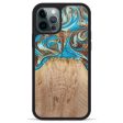 iPhone 12 Pro Max Wood+Resin Phone Case - Irma (Teal & Gold, 615497) Online Sale