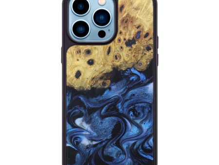 iPhone 14 Pro Max Wood+Resin Phone Case - Alexus (Blue, 616075) For Cheap