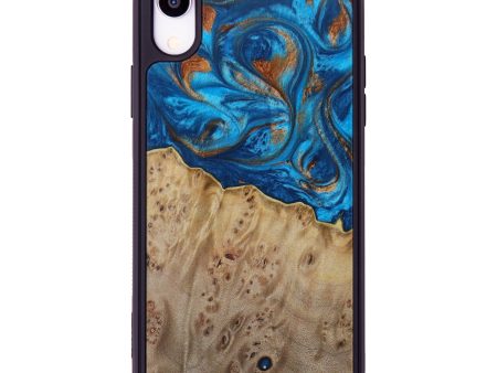 iPhone Xr Wood+Resin Phone Case - Efrain (Teal & Gold, 614238) For Cheap