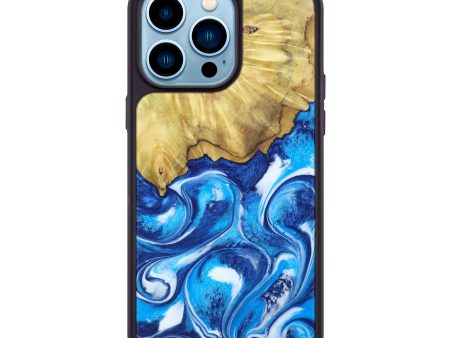 iPhone 14 Pro Max Wood+Resin Phone Case - Khalid (Blue, 615489) Online now