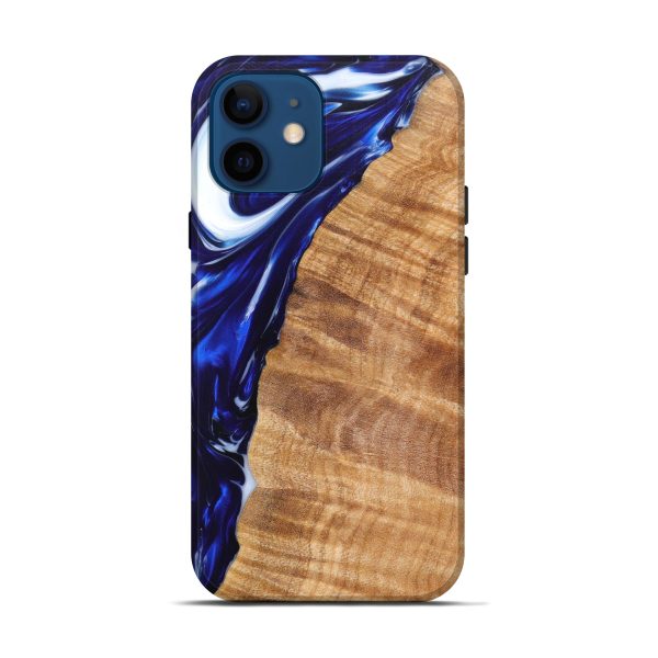 iPhone 12 Wood+Resin Live Edge Phone Case - Tessie (Blue, 616709) For Sale