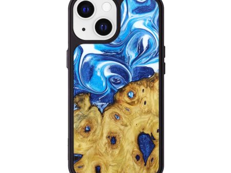 iPhone 13 Wood+Resin Phone Case - Star (Blue, 615474) For Cheap