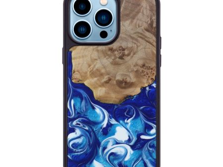 iPhone 14 Pro Max Wood+Resin Phone Case - Aahil (Dark Blue, 615029) Hot on Sale