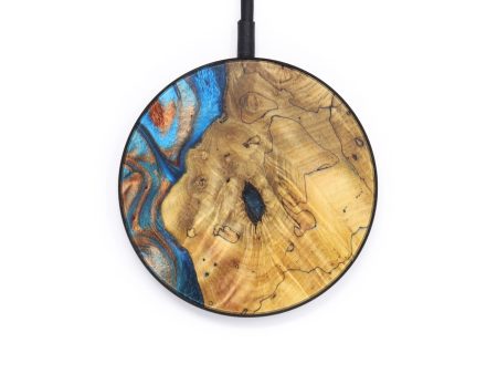 Circle Wood+Resin Wireless Charger - Jerold (Teal & Gold, 615648) Hot on Sale