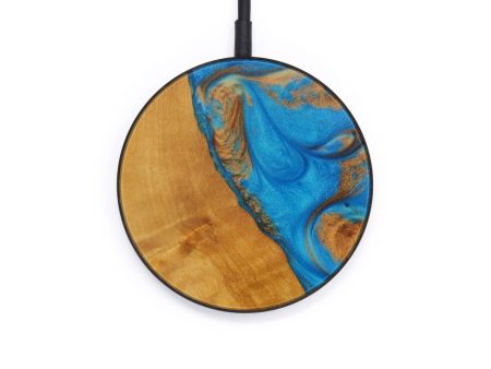 Circle Wood+Resin Wireless Charger - Tricia (Teal & Gold, 614854) Fashion