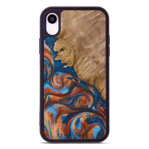 iPhone Xr Wood+Resin Phone Case - Kahlil (Teal & Gold, 615548) Fashion