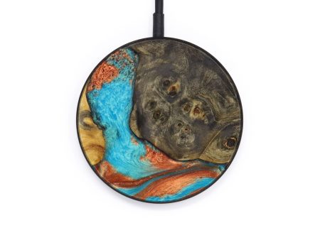 Circle Wood+Resin Wireless Charger - Yasmine (Teal & Gold, 610180) Online Hot Sale