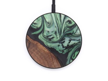 Circle Wood+Resin Wireless Charger - Shellie (Dark Green, 611757) Online Hot Sale