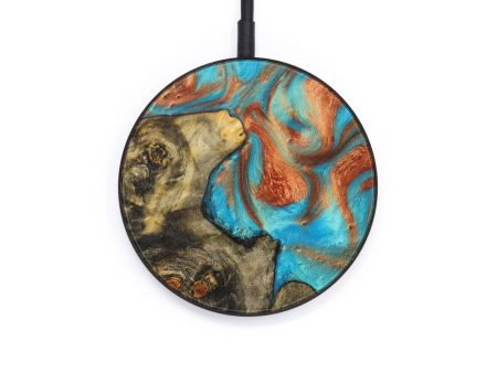 Circle Wood+Resin Wireless Charger - Samuel (Teal & Gold, 610181) Online Sale