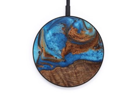 Circle Wood+Resin Wireless Charger - Aubri (Teal & Gold, 611220) Hot on Sale