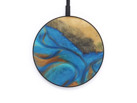 Circle Wood+Resin Wireless Charger - Helene (Teal & Gold, 613069) Sale