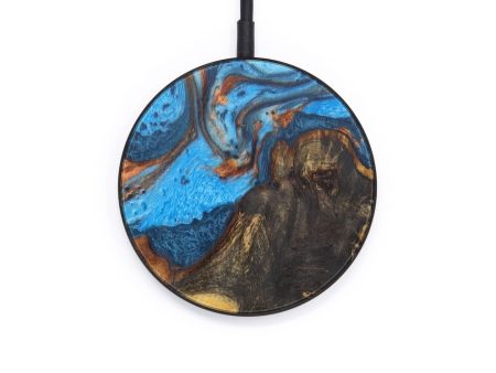 Circle Wood+Resin Wireless Charger - Kourtney (Teal & Gold, 610156) Online