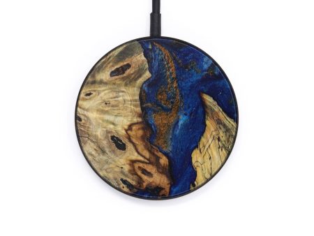 Circle Wood+Resin Wireless Charger - Saoirse (Teal & Gold, 614606) For Sale