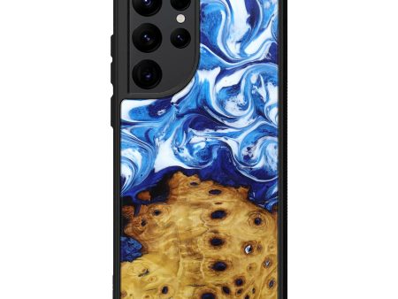 Galaxy S22 Ultra Wood+Resin Phone Case - Amos (Light Blue, 610533) For Cheap