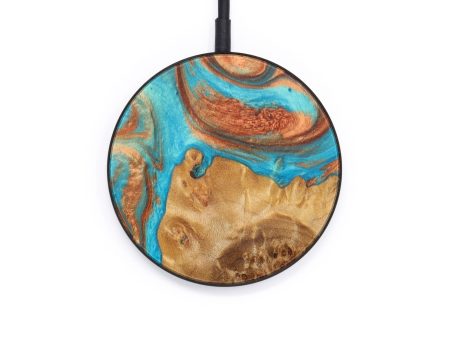 Circle Wood+Resin Wireless Charger - Erykah (Teal & Gold, 610221) Discount