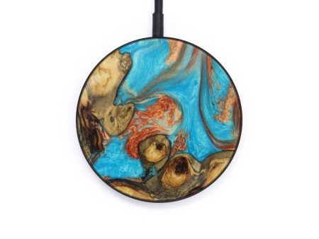 Circle Wood+Resin Wireless Charger - Sharon (Teal & Gold, 610137) Online Sale