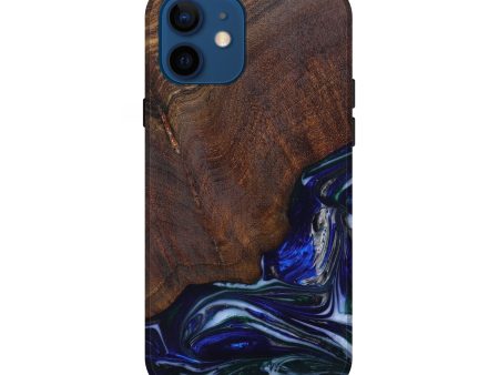 iPhone 12 Wood+Resin Live Edge Phone Case - Dash (Dark Blue, 611090) Fashion