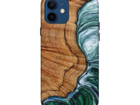 iPhone 12 Wood+Resin Live Edge Phone Case - Christa (Dark Green, 610671) Online Hot Sale