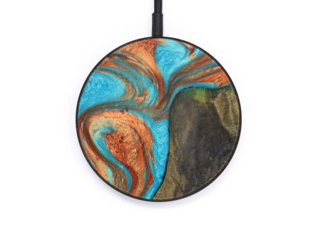 Circle Wood+Resin Wireless Charger - Arely (Teal & Gold, 610171) Discount