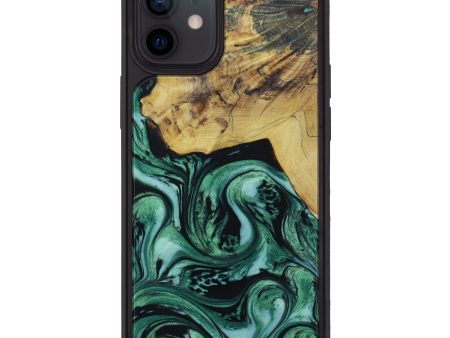 iPhone 12 Wood+Resin Phone Case - Alaysia (Dark Green, 614393) Hot on Sale