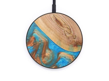 Circle Wood+Resin Wireless Charger - Tony (Teal & Gold, 611791) Cheap