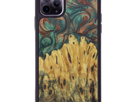 iPhone 11 Pro Max Wood+Resin Phone Case - Cleveland (Dark Green, 611539) For Sale