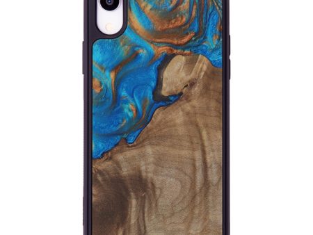 iPhone Xr Wood+Resin Phone Case - Dion (Teal & Gold, 612796) Online Hot Sale