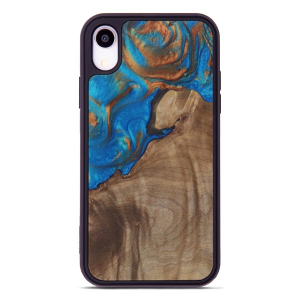 iPhone Xr Wood+Resin Phone Case - Dion (Teal & Gold, 612796) Online Hot Sale