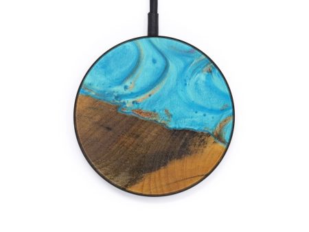 Circle Wood+Resin Wireless Charger - Briana (Teal & Gold, 610228) Hot on Sale