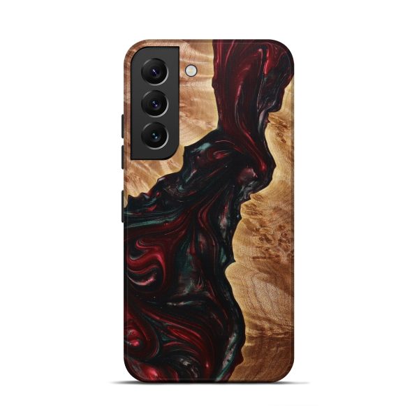 Galaxy S22 Wood+Resin Live Edge Phone Case - Ryne (Dark Red, 610787) Fashion