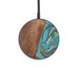 Circle Wood+Resin Wireless Charger - Aspyn (Teal & Gold, 612527) on Sale