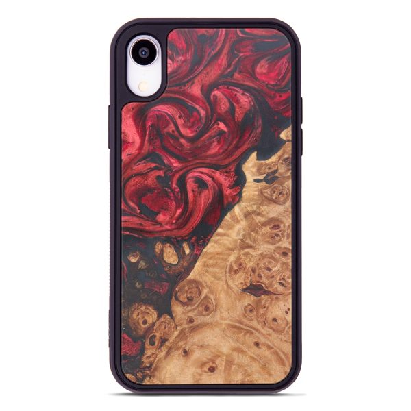 iPhone Xr Wood+Resin Phone Case - Emiliana (Dark Red, 611377) Cheap