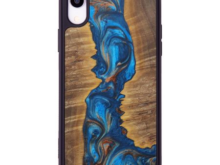 iPhone Xr Wood+Resin Phone Case - Angeles (Teal & Gold, 612431) Sale