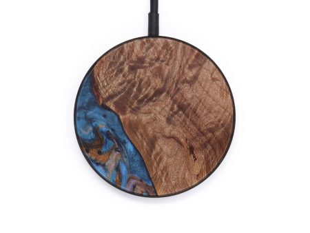 Circle Wood+Resin Wireless Charger - Trisha (Teal & Gold, 612525) For Cheap