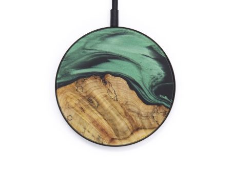 Circle Wood+Resin Wireless Charger - Kandice (Dark Green, 612541) For Discount